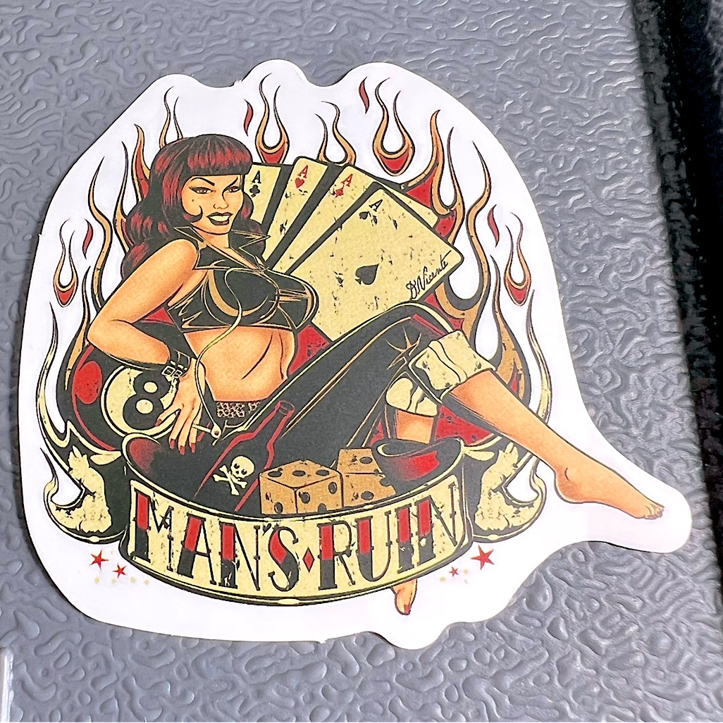 Mans Ruin Sexy Pinup Gorgeous Sticker Retro Vintage Bombergirl Ace Pilot